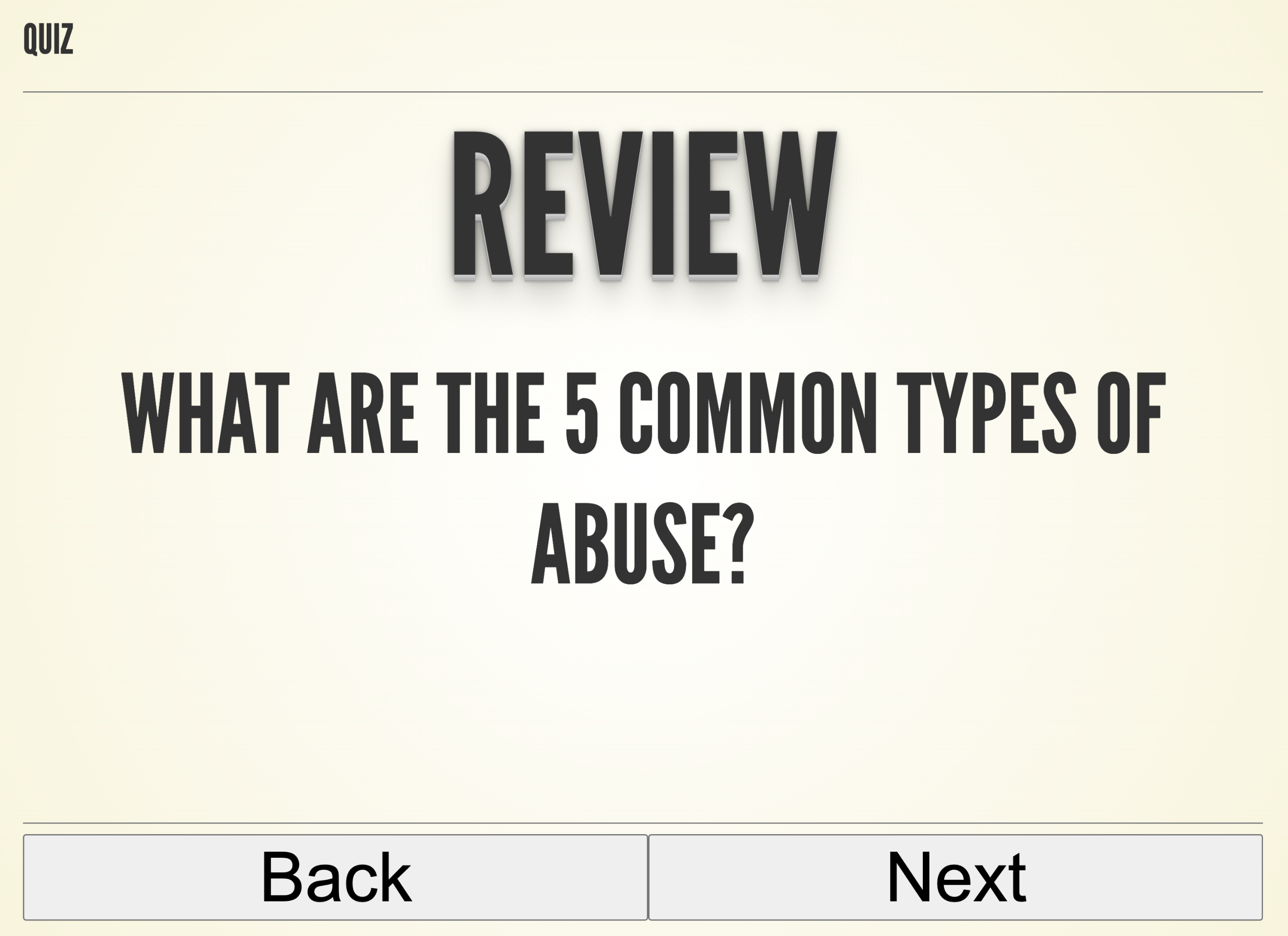 Quiz — five types of abuse